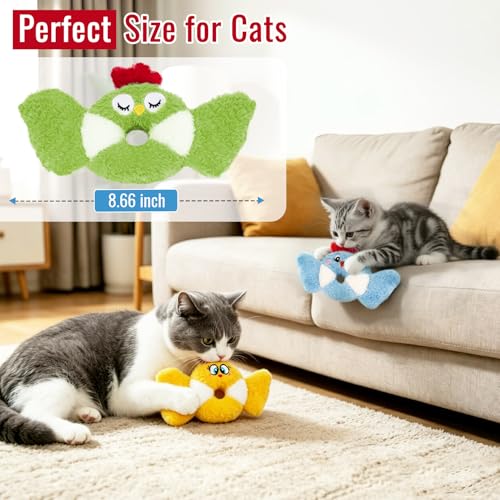 Retro Shaw Catnip Kitten Toys Pack of 3, Cat Toy Bird for Indoor Adult Cats