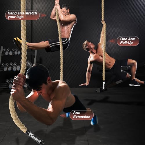 Climbing Rope Gym Exercise Ropes - 1.5 Inch Diameter 10FT 15FT 20FT 25FT 30FT 35FT 40FT 50FT Climb Rope for Fitness & Strength Training, Workout Climbing Rope for Adults Home Indoor or Outdoor - style: 1.5inch-50ft