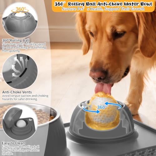 Dog Lick Bowl with Rolling Ball for Liquid and Thick Treat - color: Gray