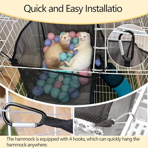 kathson Ferret Ball Pit Hammock for Cage Hanging Bed Playpen Toy Box