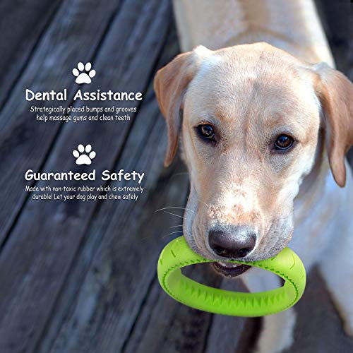 Dog Chewing Ring - Soft Rubber Ring Dental Chewing Teething Biting Chasing Training Toy for Small and Medium Dog Puppy - 7", Green - color: Green Ring, size: 7"