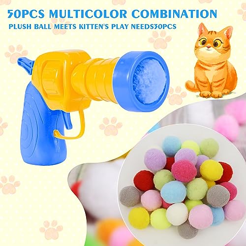 Mewlmart Interactive Cat Toys Cat Ball Launchers Enrichment Toys Pom Pom Balls50 Balls 1.2IN - size: 50 Pcs