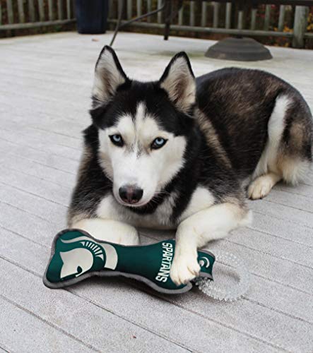 Pets First NCAA Michigan State Spartans Dental Dog TUG Toy with Squeaker. Tough PET Toy for Healthy Fun, Teething & Cleaning Pets Teeth & Gum - color: Michigan State Spartans