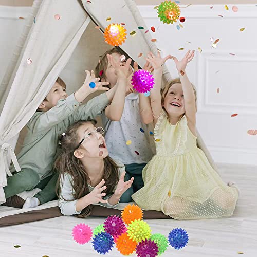 24 Pack Rubber Blinking Squishy Stress Relief Sensory Ball Toys LED Flashing Fidget Spiky Therapy Balls or Kids Teens Adults Stress Relief Party Favors - style: 24 Pack