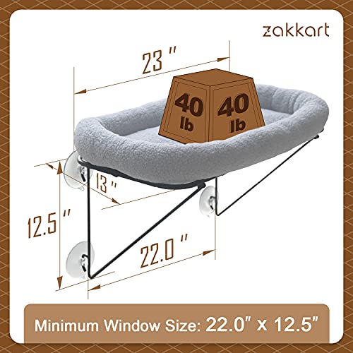 Zakkart Cat Window Perch, 100% Metal Supported from Below (Gray) - color: Gray