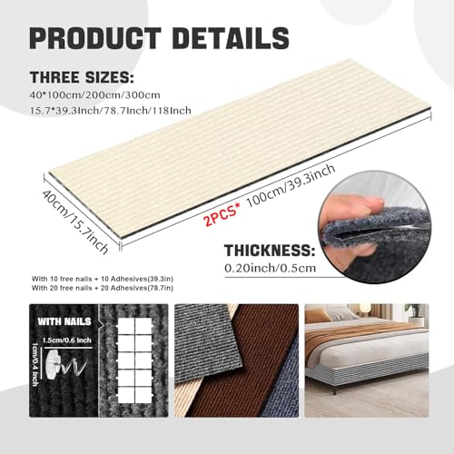 SREBAY Cat Scratch Couch Furniture Protector, Self-Adhesive Scratch Pad - color: Off White, size: 78.7x15.8Inch