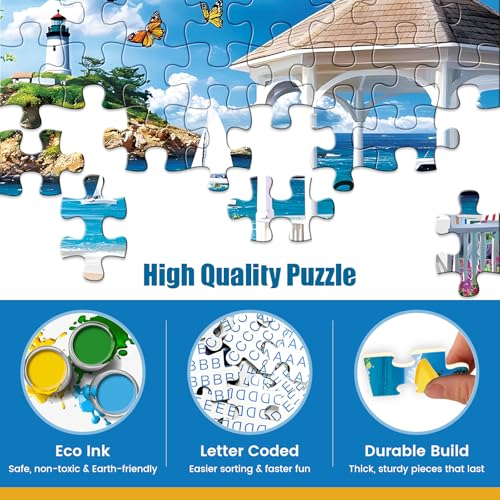 300 Piece Puzzle for Adults Kids,Ocean Beach Garden Landscape Jigsaw Puzzle - color: Ocean Beach