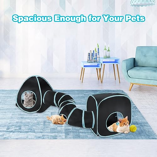 BWOGUE Bunny Tunnels & Tubes, 3-in-1 Collapsible Rabbit Hideout Toy Set - color: Blue