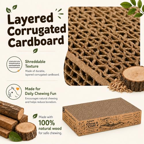 Agape Shreddable Bird Cardboard Platform, Natural Parrot Chew Toy and Perch - size: Large