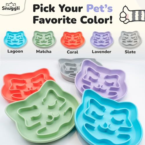 Snuggli Slow Feeder Cat Bowl | Cat Puzzle Feeder for Slow Eating, Mental Enrichment, Digestion, & Bloat Relief | Non-Slip Silicone, Dishwasher Safe, 1 Cup (Lavender) - color: Lavender