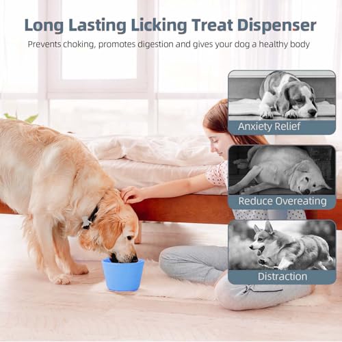 Dog Lick Bowl, Non-Slip Freeze Slow Feeder Small Medium, 1.6 Cup - color: Light Blue