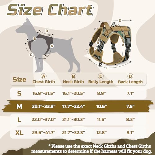 rabbitgoo Tactical Dog Harness for Medium, No Pull Military Service Vest - color: Brown camo, size: Medium