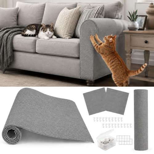 4Pack Cat Scratch Furniture Protector, Self-Adhesive, Light Gray - color: LightGrey, size: 4 Pack