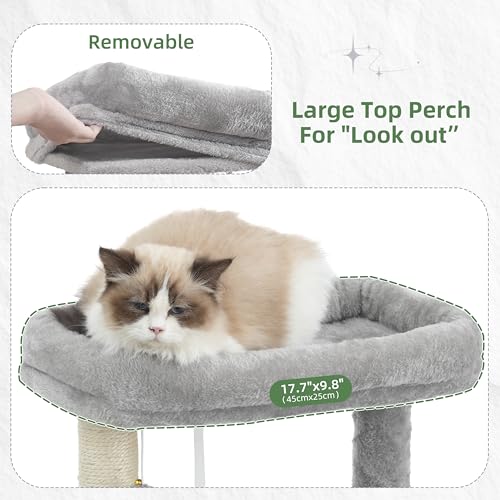 Gitelsnour Cat Tree Tower with Sturdy Steel Tube for Indoor Cats GCT014W - color: Light gray, size: 51.2 inches