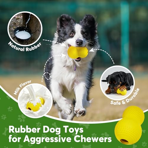 Kimee Natural Rubber Dog Chew Toys Dog Toys for Aggressive Chewers Gourd - color: Yellow-Gourd