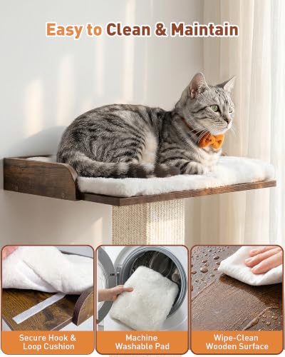 Retro Cat Scratching Post with Top Perch Bed for Indoor Cats - color: Vintage Brown