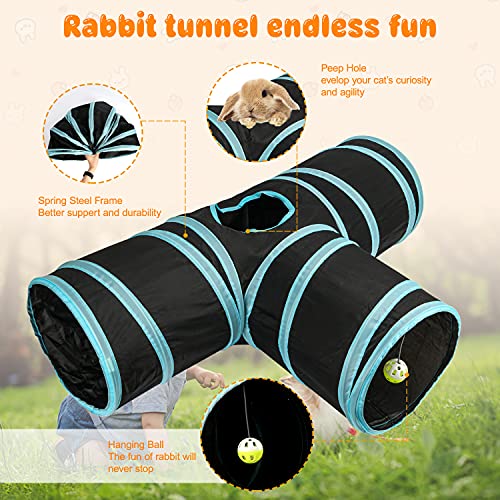 BWOGUE Bunny Tunnels & Tubes, 3-Way Collapsible Rabbit Hideout for Bunnies - color: Grey
