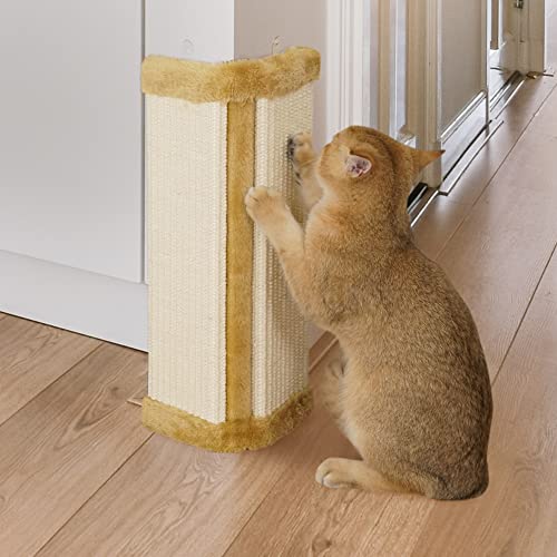 Lahas Cat Wall Corner Scratcher Furniture Protector Kittens Scratch Board Sisal Cat Scratching Pad Wall Mounted for Indoor Cats - size: 1 pc
