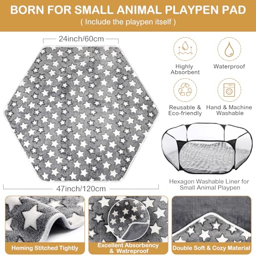 VitalCozy Guinea Pig Playpen with Mat Small Animal, Black, Star - color: Black