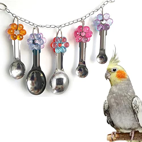 Litewoo Bird Stainless Steel Bell Toys, Safe and Stable Hanging Spoons Pipe Chew Bite Toy（E） - color: Toy E