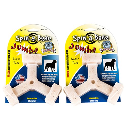 Bullibone Nylon Dog Chew Toy Spin-a-Bone - Interactive Dog Toy, Triggers Natural Instincts, and Improves Oral Health - size: Large Dog 2 Pack