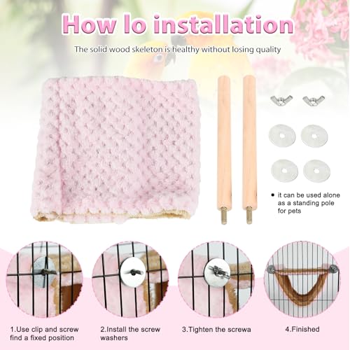 BWOGUE Bird Nest Bed Hanging Hammock, Parakeet Bed for Cage, Cockatiel Bed - color: Pink, size: Medium (9"x7.2")
