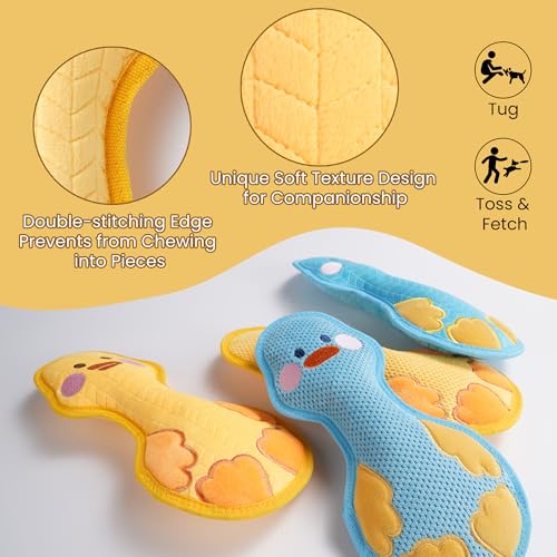 Nocciola Duck Squeaky Dog Toy, New 2025 Indestructible Dog Toy for Aggressive Chewers, Stuffed Toy with Two Tough Layers, Minky Plush for Comfort and Chewing, Yellow - color: Minky Yellow