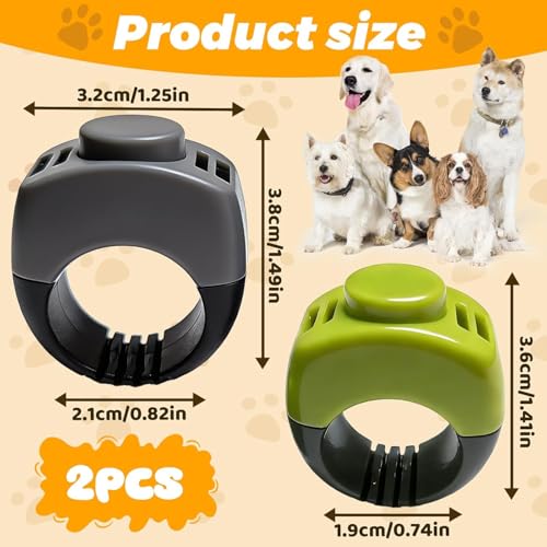The Set of Easy Clicking Finger Ring Clicker Included Large and Small 2 Sizes,Dog clicker Trainer Suitable for Dogs Cats Horses traing Allowing Effective Versatile Training (2pcs Grey+Green) - color: 2pcs Grey+Green