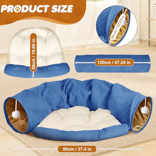 Spardar 2-in-1 Bunny Tunnel Bed, with Removable Mat Hideout, Blue - color: Blue