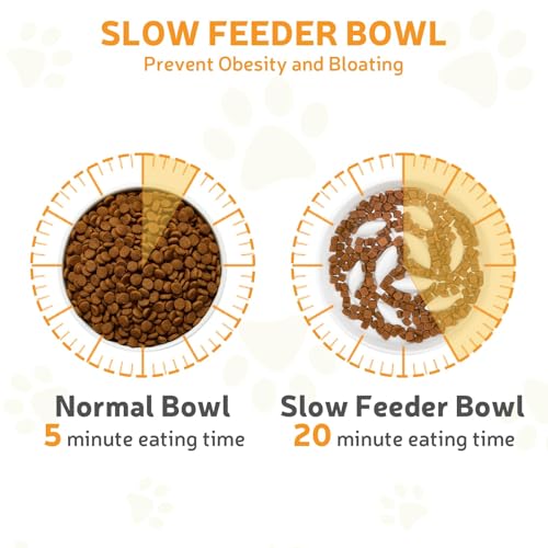 Ceramic Slow Feeder Cat Bowl 6.3" Wide (White) - color: Slow Feeder Bowl