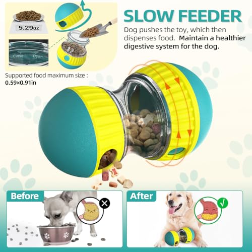 Mankoda Interactive Dog Puzzle Toy, Rolling Treat Dispenser Slow Feeder - color: Green