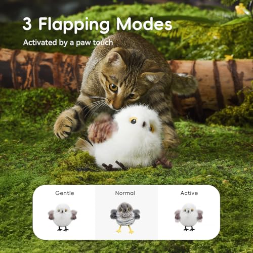 Interactive Cat Toys for Indoor Cats, Flying Bird Toy with Flapping Wings - color: gray