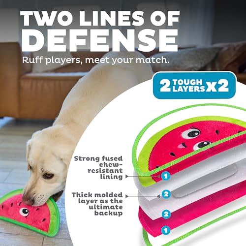 Outward Hound Tough Skinz Durable Chew Squeaky Dog Toy, Watermelon, 9.8" - color: Watermelon, size: Medium