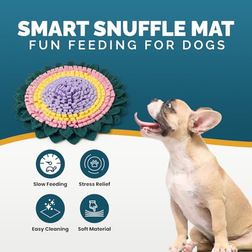 PET ARENA Interactive Dog Snuffle Feeding Mat Adjustable Nose Work Toy - color: Large Round Colorful Flower design