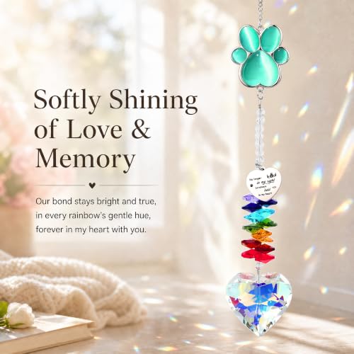 Pet Memorial Gifts for Dogs, Pet Sympathy, Dog Memorial Suncatcher - color: Blue Cat Paw