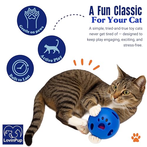 Large Cat Ball Toy with Bell – Blue (4", 1-Pack) - color: Blue - 1 Pack