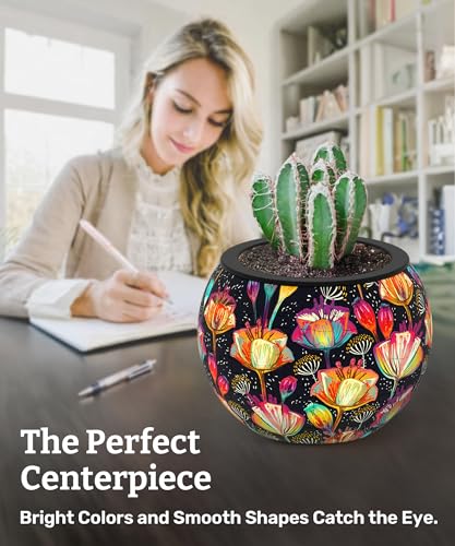 PieceRelax Unique 3D Puzzle Planter - 80 Plastic Pieces [K1118] - color: Colorful Poppies