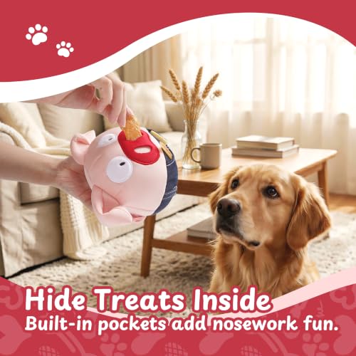 Interactive Dog Toy, Treat-Hiding Pockets Bouncing Ball for Dogs, Plush Pig - style: Pig