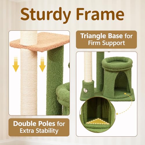 41" Cat Tree Tower Condo Scratch Post Stand for Indoor Small Cats - color: Emerald Green, size: 41 in