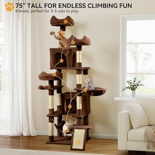 YITAHOME 75-Inch Tall Cat Tree Indoor - color: Black, size: 75 inch