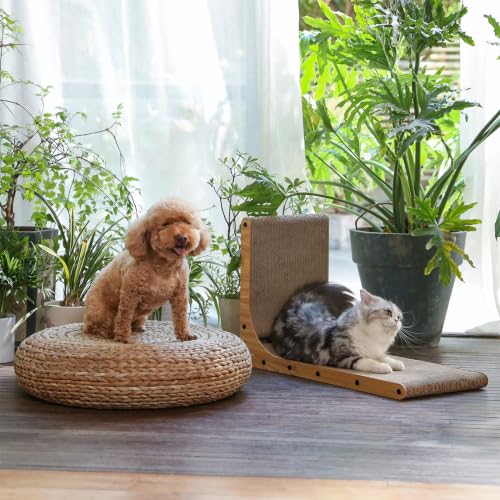 FUKUMARU Cat Scratcher, 26.8 Inch L Shaped Cat Scratch Pad for Indoor Cats - size: 1 Pack 26.8 in Wood Color
