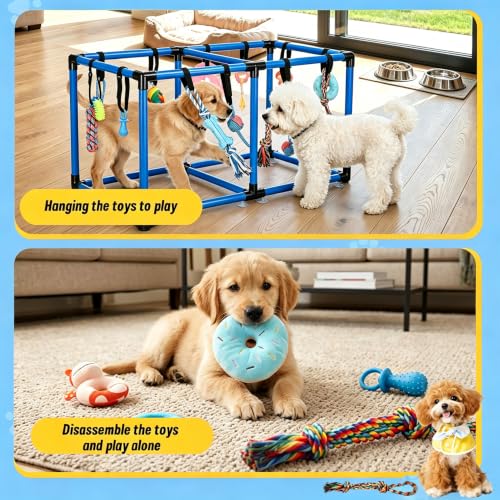 Blue Puppy Play Gym with 12 Hanging Toys (Blue) - color: Blue, size: 19.5x38in