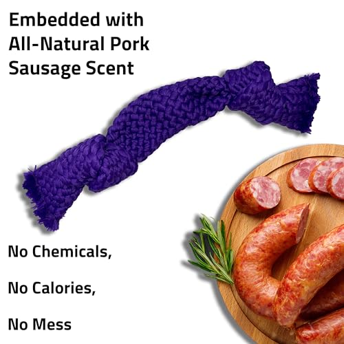 Playology Rope Dog Toys for Senior Dogs - Medium, Pork Sausage Scent - size: Medium Rope, style: Pork Sausage