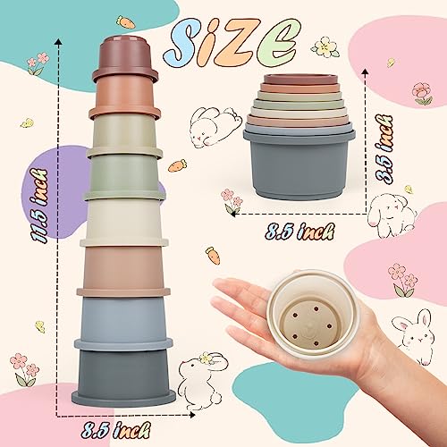 Stacking Cups for Rabbits, 8PCS Stackable Bunny Toys for Small Pets - color: Original