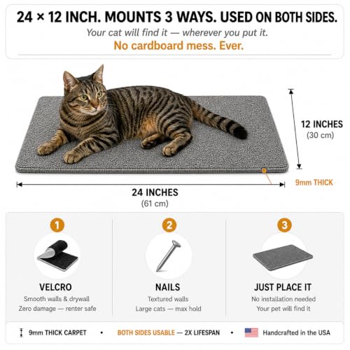 Wall Cat Scratcher & Corner Cat Scratcher – Indoor Scratching Post for Cats – Carpet Scratching Pad – Corner Scratchers for Indoor Cats – Wall Mounted Cat Mat