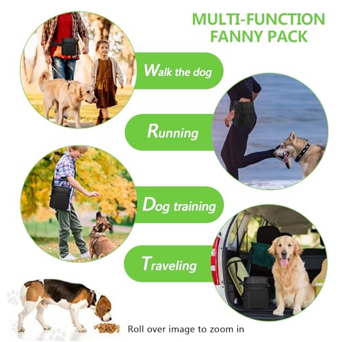 kissleaf Dog Treat Pouch, Magnetic Closure, Dog Clicker- Black - color: Black