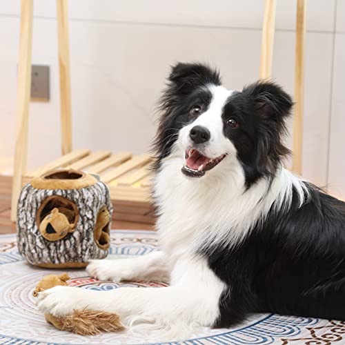 Laifug Hidden Squirrel Plush Dog Toy， Interactive Squeaky Dog Toy Hide and Seek, L - color: Squirrel, size: L