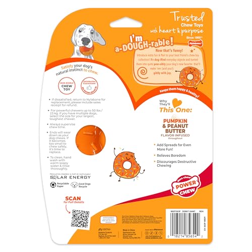Nylabone Power Chew Novelty Donut Durable Dog Chew Toy, Large - color: Pumpkin, size: Large