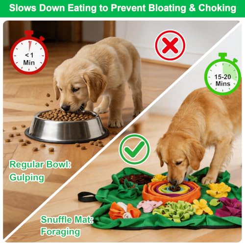 Vextronic Snuffle Mat for Dogs, Large Breed Slow Feeder Interactive Toy - color: Green