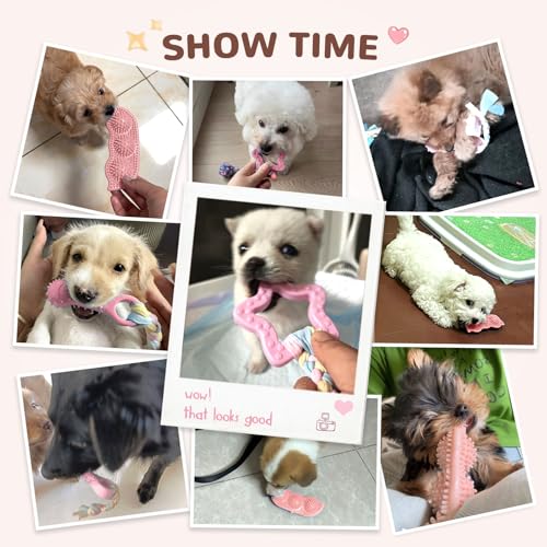 5 Pack Puppy Chew Toys for Small Dogs,Puppy Teething Toys for Small Puppies,Soft Rubber Dog Toys for Small Breed Interactive Chew Toys to Keep Them Busy (Pink) - color: Pink